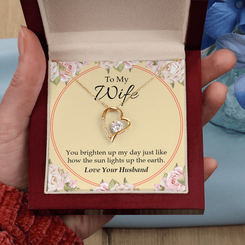 To My Wife You Brighten Up My Day Forever Necklace w Message Card-Express Your Love Gifts