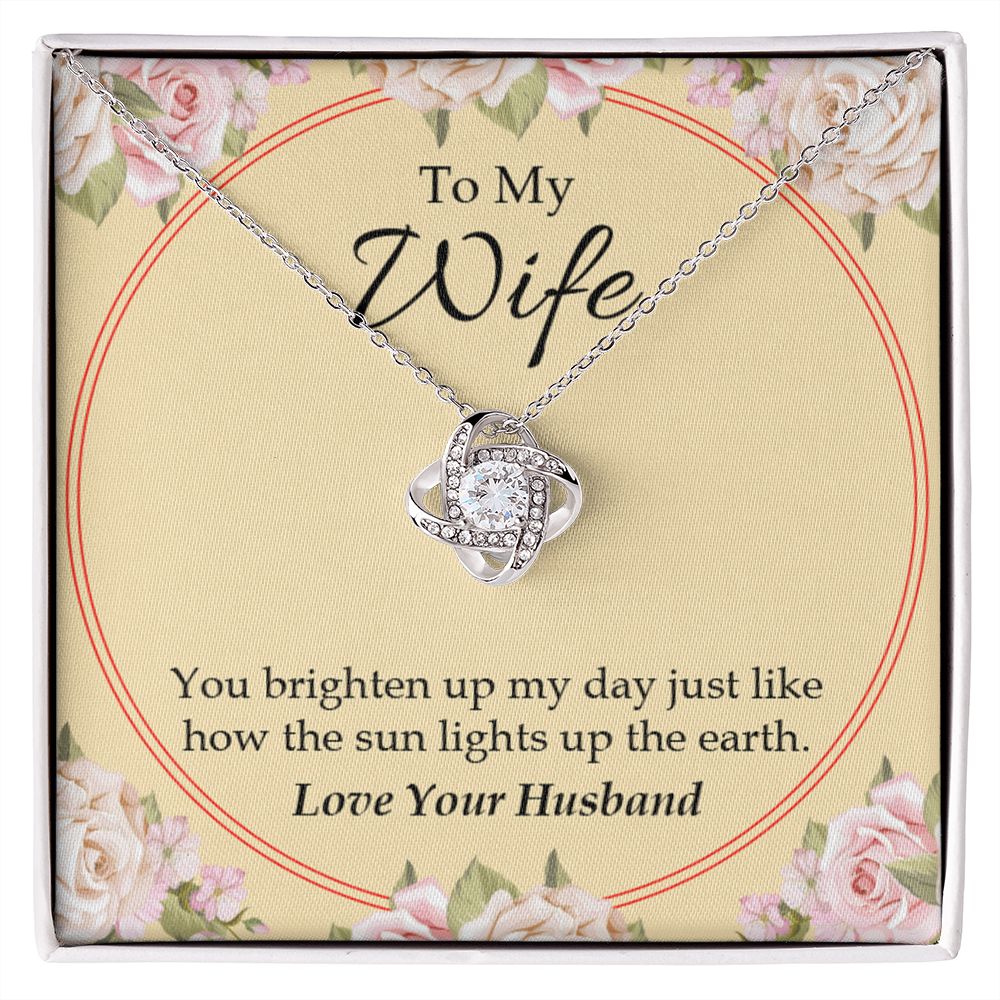 To My Wife You Brighten Up My Day Infinity Knot Necklace Message Card-Express Your Love Gifts