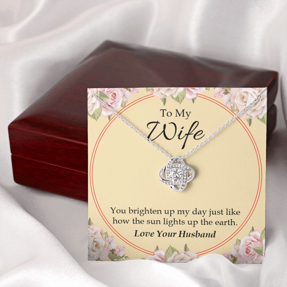 To My Wife You Brighten Up My Day Infinity Knot Necklace Message Card-Express Your Love Gifts