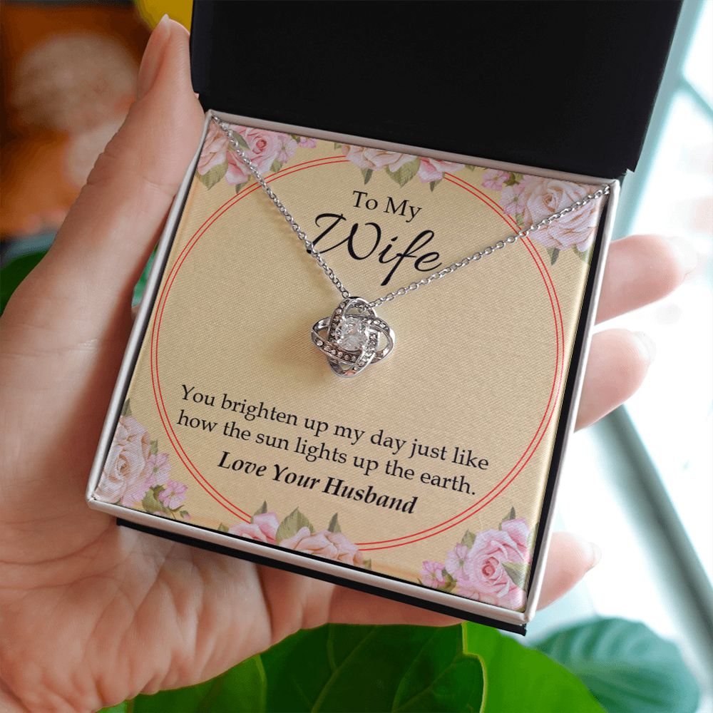 To My Wife You Brighten Up My Day Infinity Knot Necklace Message Card-Express Your Love Gifts