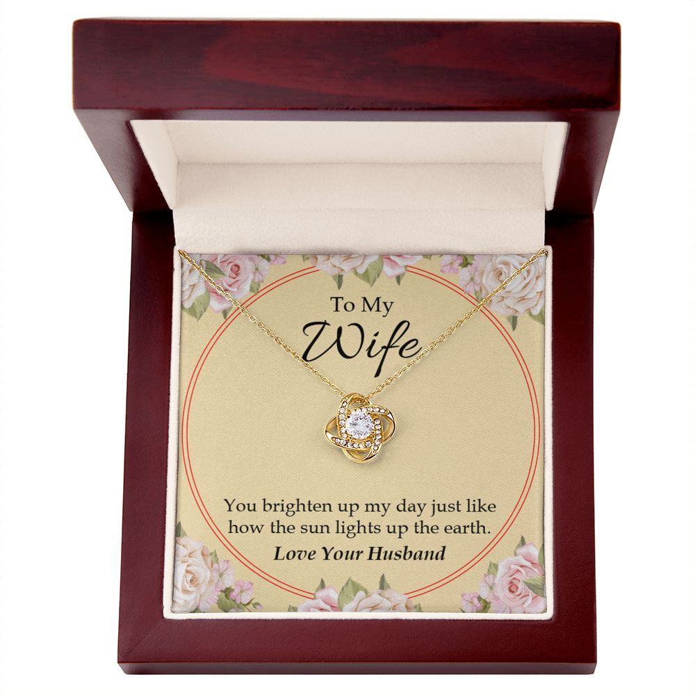 To My Wife You Brighten Up My Day Infinity Knot Necklace Message Card-Express Your Love Gifts
