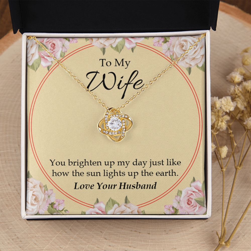 To My Wife You Brighten Up My Day Infinity Knot Necklace Message Card-Express Your Love Gifts