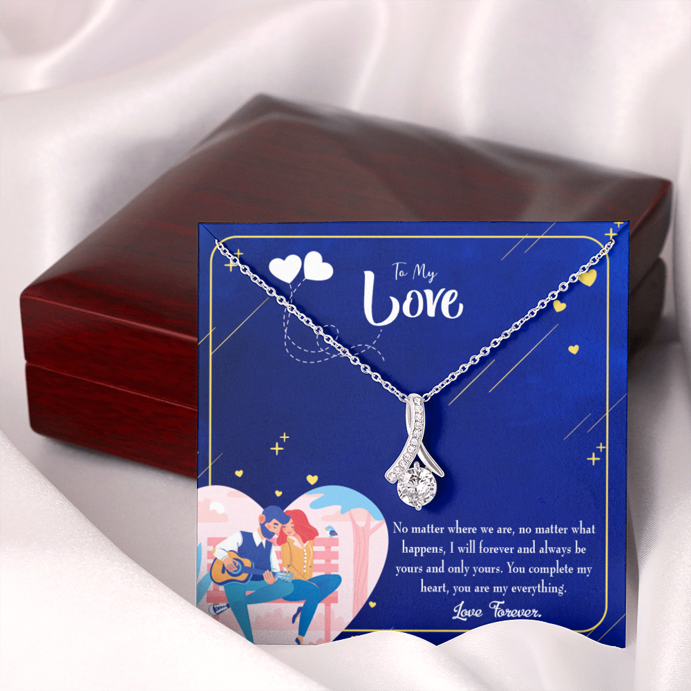 To My Wife You Complete Me Alluring Ribbon Necklace Message Card-Express Your Love Gifts