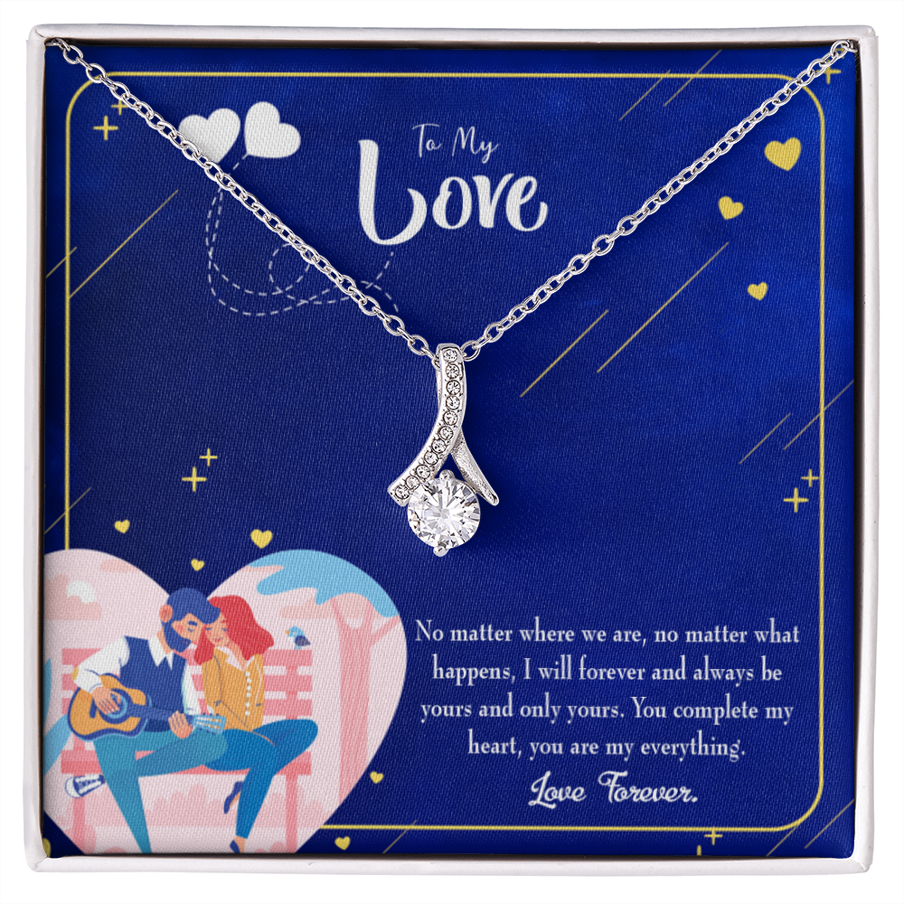 To My Wife You Complete Me Alluring Ribbon Necklace Message Card-Express Your Love Gifts