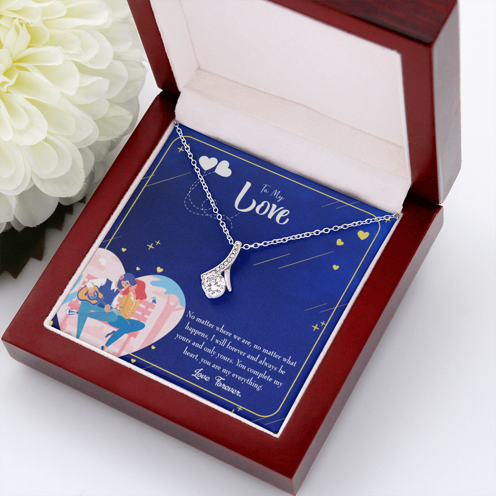 To My Wife You Complete Me Alluring Ribbon Necklace Message Card-Express Your Love Gifts