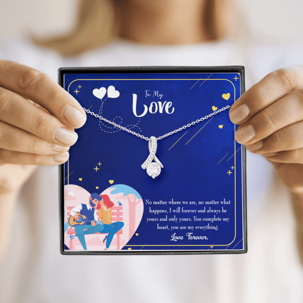 To My Wife You Complete Me Alluring Ribbon Necklace Message Card-Express Your Love Gifts