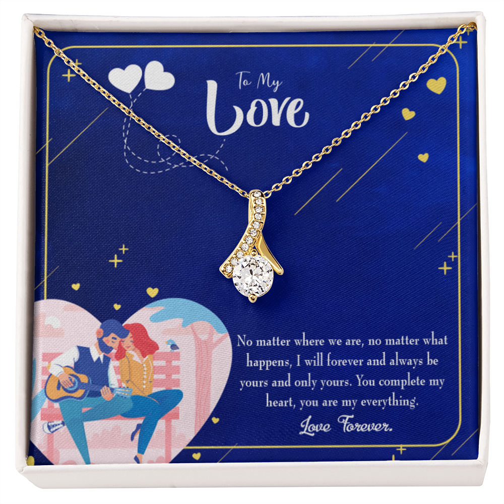 To My Wife You Complete Me Alluring Ribbon Necklace Message Card-Express Your Love Gifts