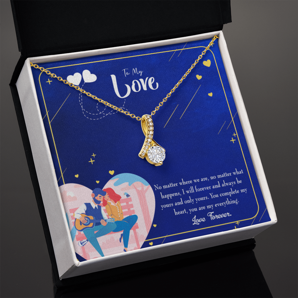 To My Wife You Complete Me Alluring Ribbon Necklace Message Card-Express Your Love Gifts