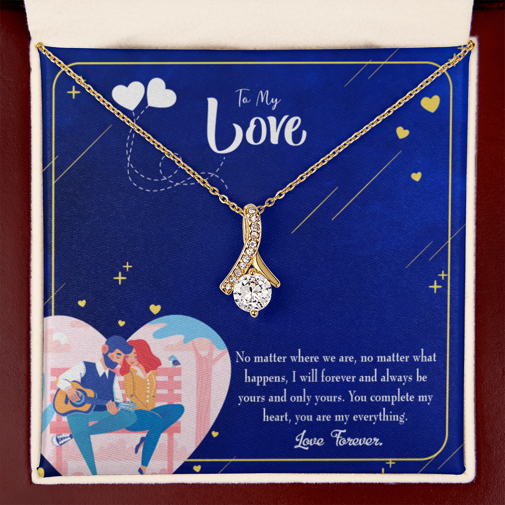 To My Wife You Complete Me Alluring Ribbon Necklace Message Card-Express Your Love Gifts