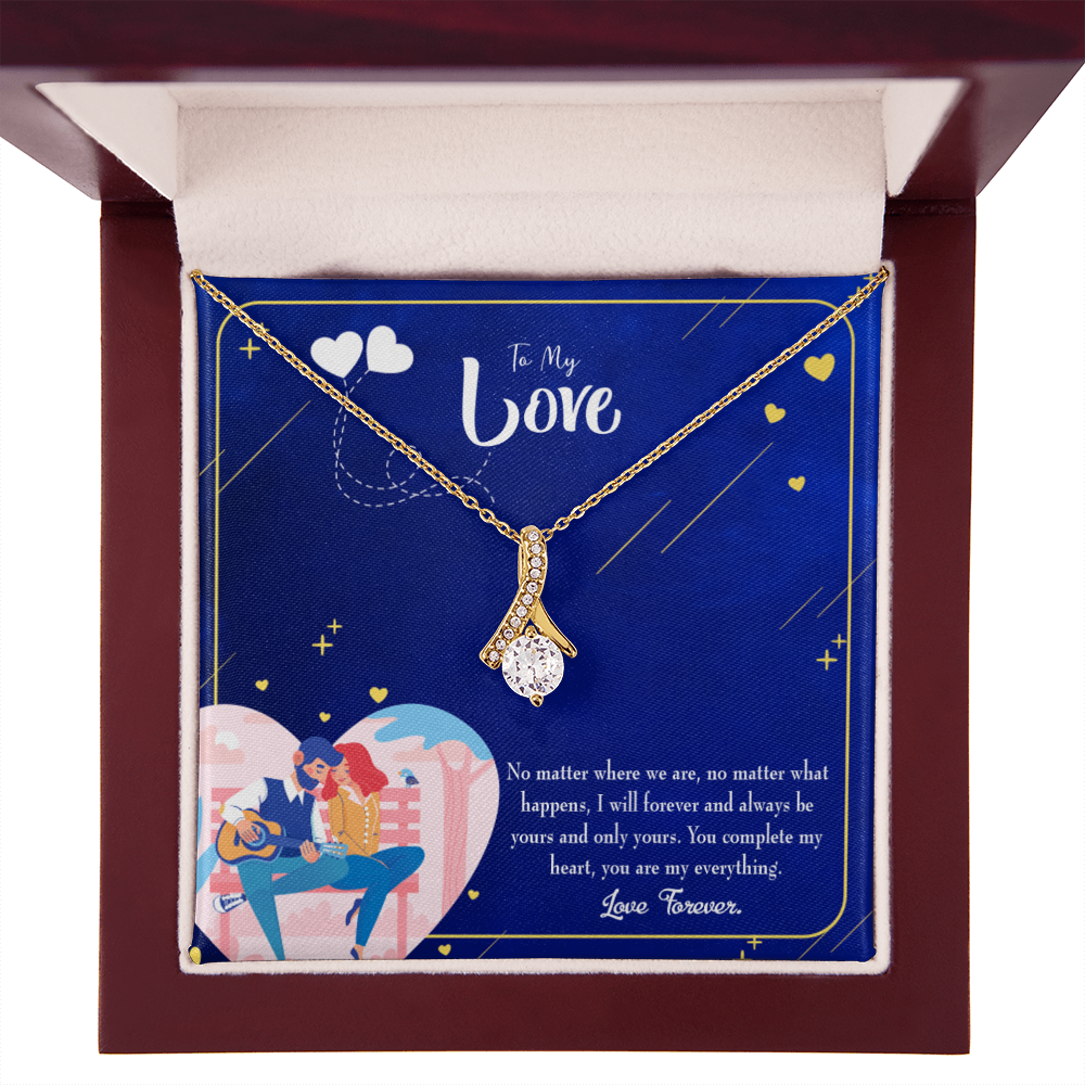 To My Wife You Complete Me Alluring Ribbon Necklace Message Card-Express Your Love Gifts