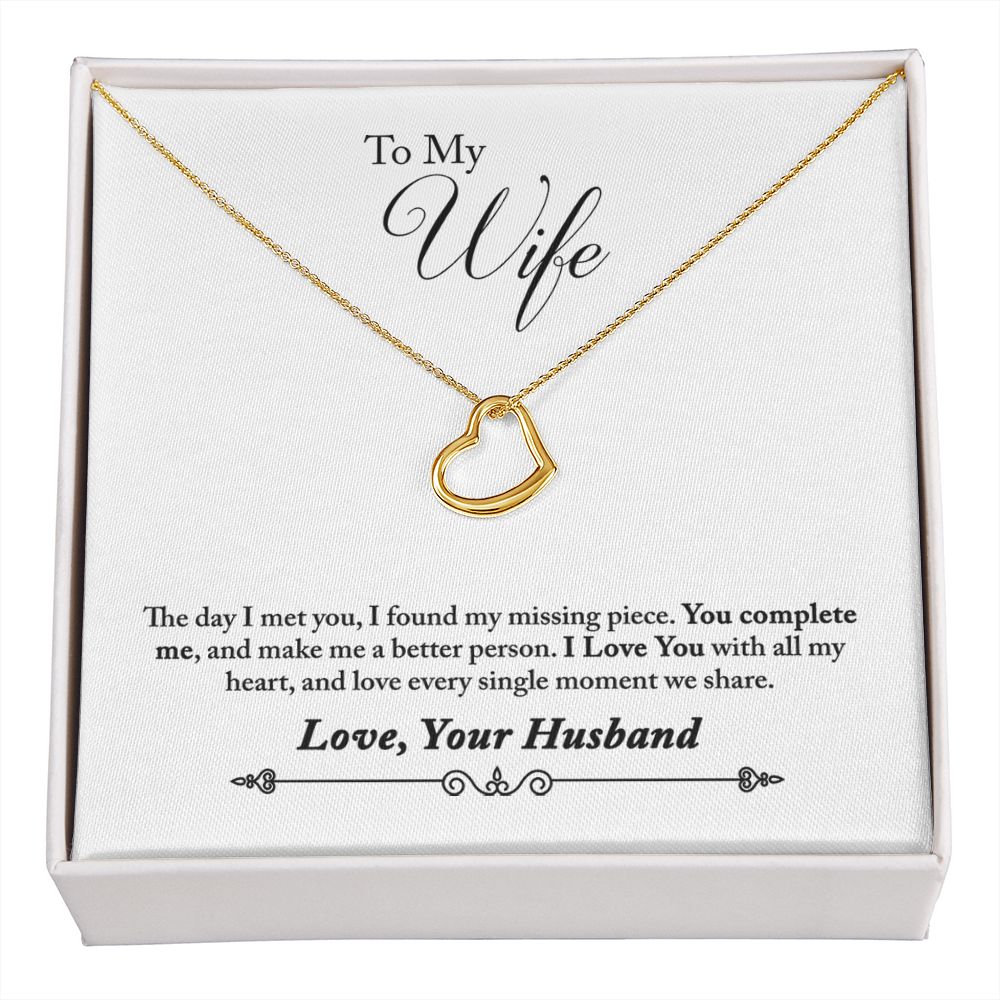 To My Wife You Complete Me Delicate Heart Necklace-Express Your Love Gifts