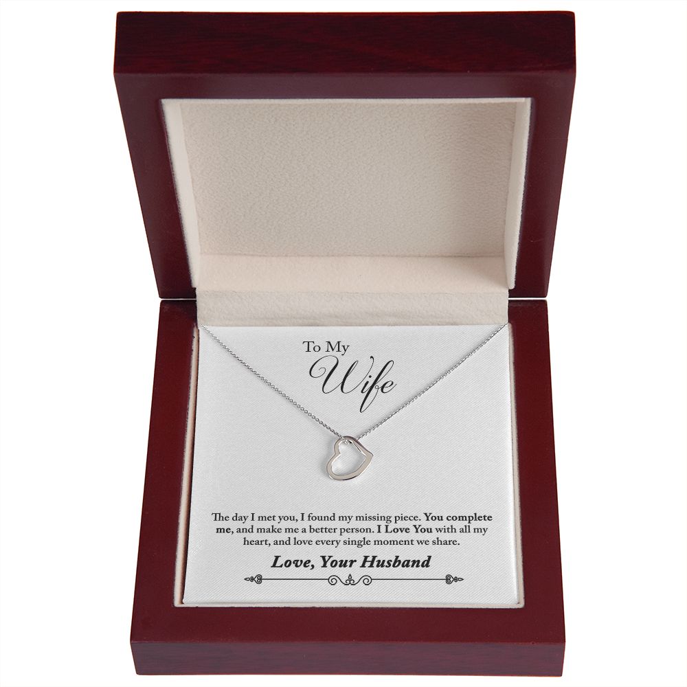 To My Wife You Complete Me Delicate Heart Necklace-Express Your Love Gifts