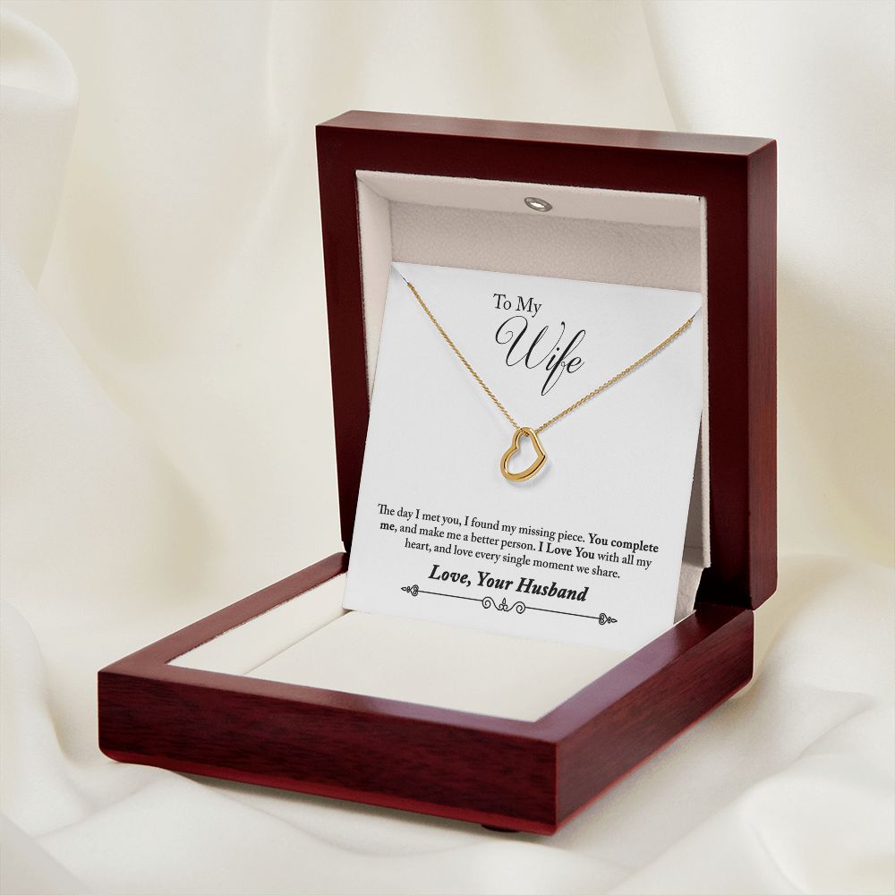 To My Wife You Complete Me Delicate Heart Necklace-Express Your Love Gifts