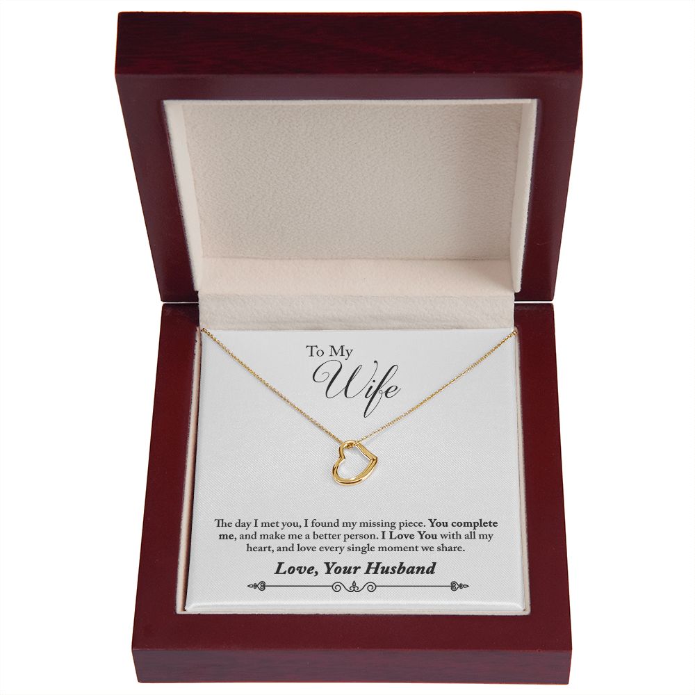 To My Wife You Complete Me Delicate Heart Necklace-Express Your Love Gifts