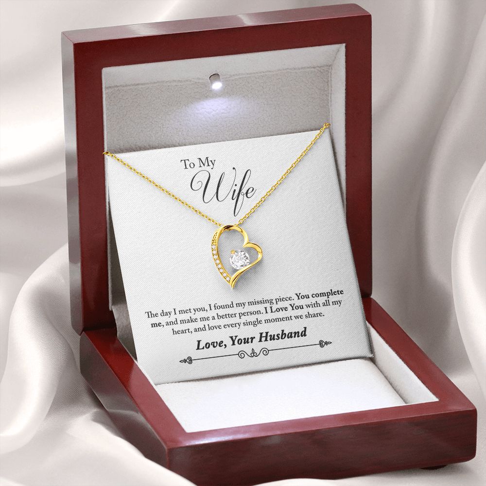 To My Wife You Complete Me From Husband Forever Necklace w Message Card-Express Your Love Gifts