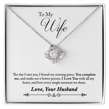 To My Wife You Complete Me Infinity Knot Necklace Message Card-Express Your Love Gifts