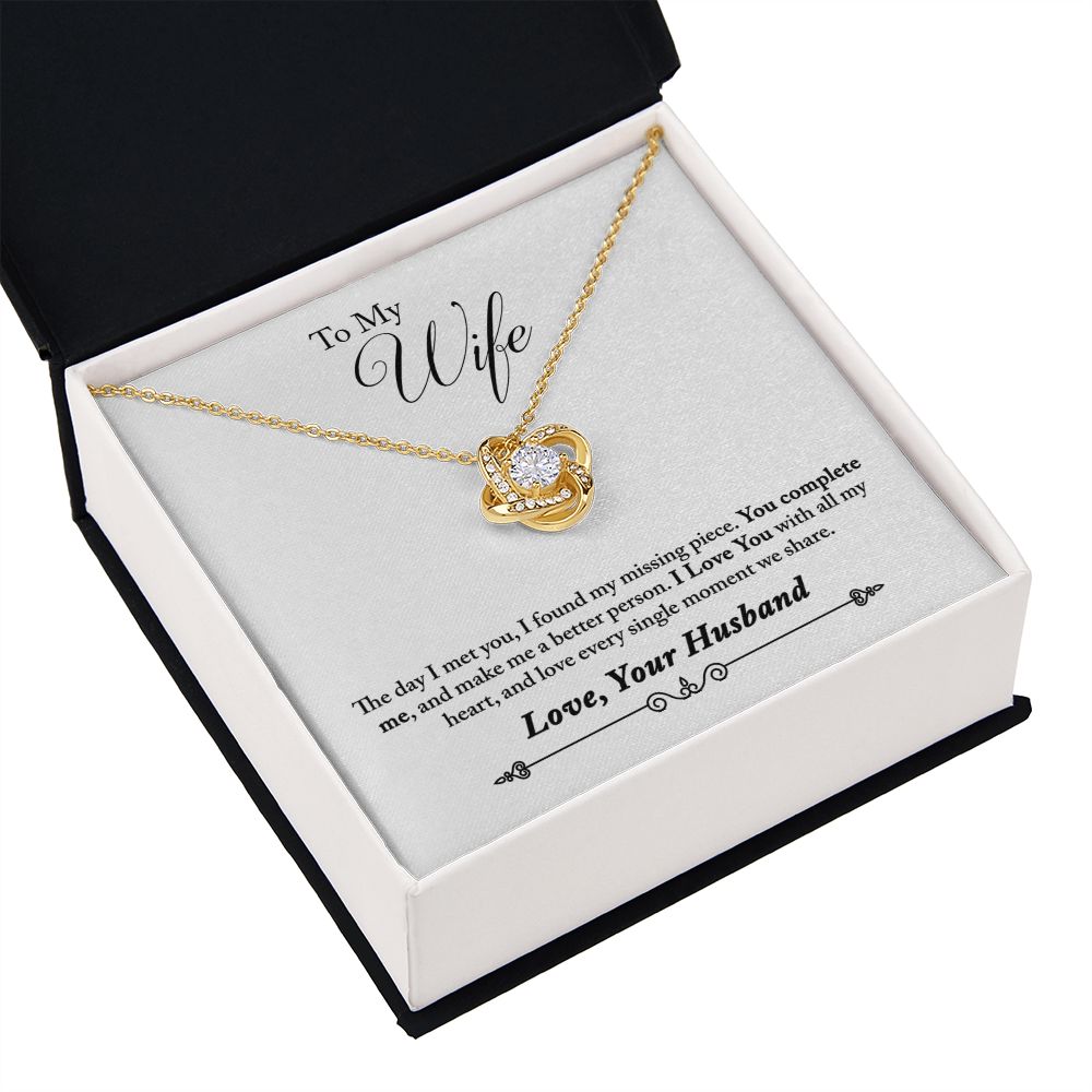 To My Wife You Complete Me Infinity Knot Necklace Message Card-Express Your Love Gifts