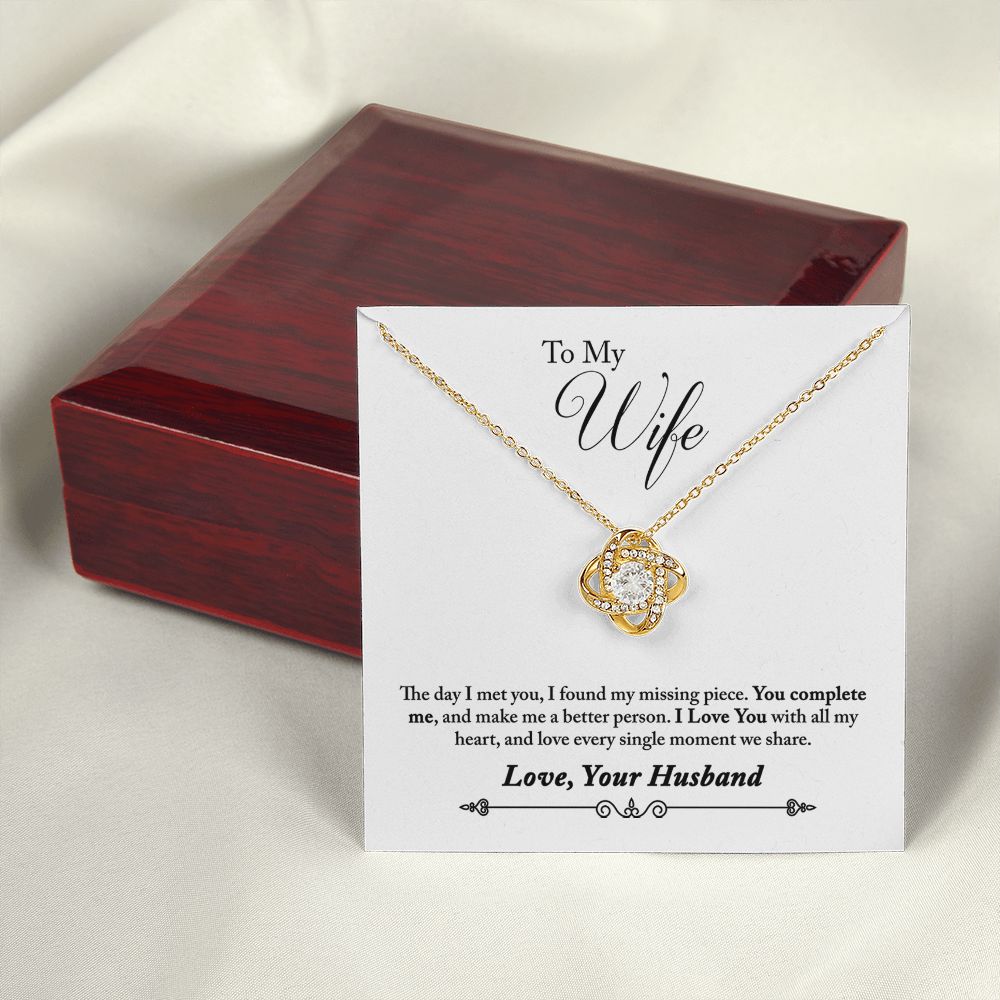 To My Wife You Complete Me Infinity Knot Necklace Message Card-Express Your Love Gifts