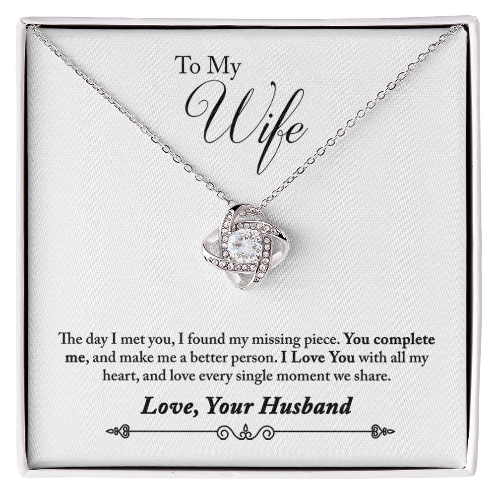 To My Wife You Complete Me Infinity Knot Necklace Message Card-Express Your Love Gifts