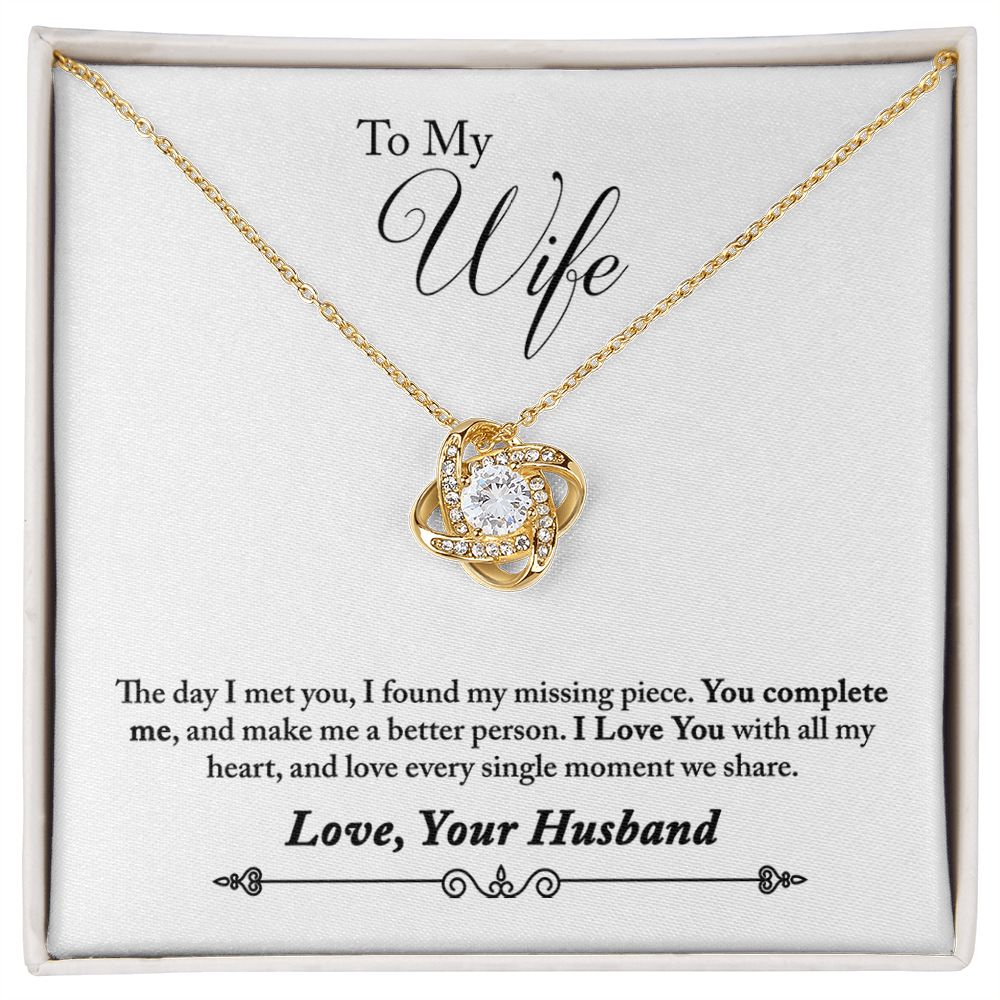 To My Wife You Complete Me Infinity Knot Necklace Message Card-Express Your Love Gifts