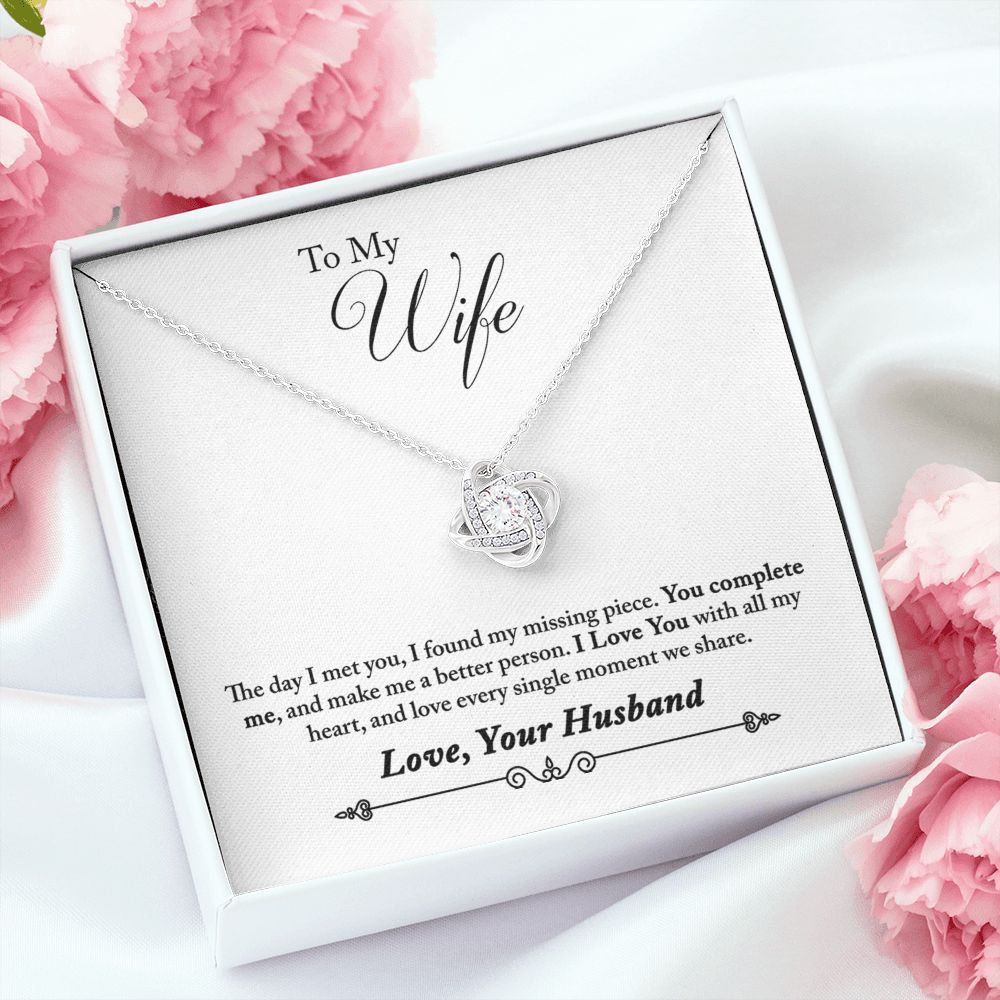 To My Wife You Complete Me Infinity Knot Necklace Message Card-Express Your Love Gifts