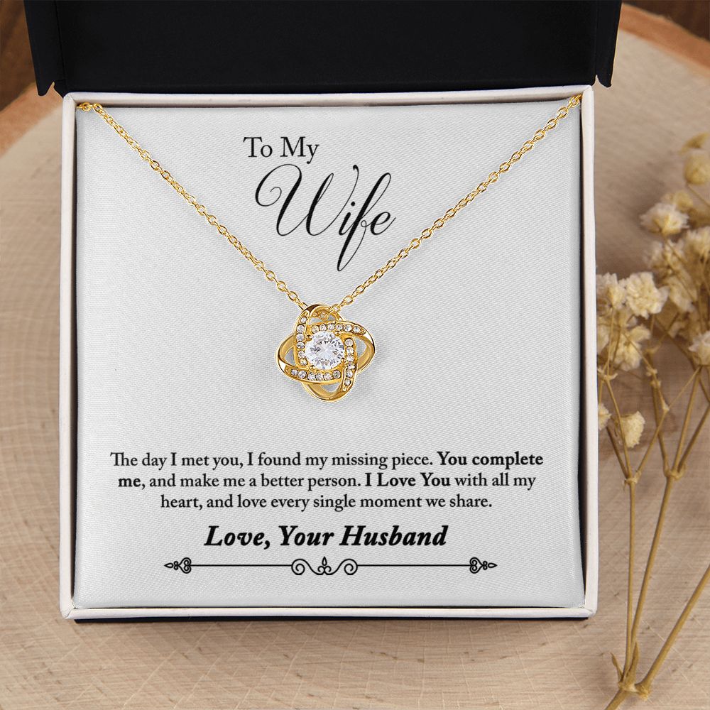 To My Wife You Complete Me Infinity Knot Necklace Message Card-Express Your Love Gifts