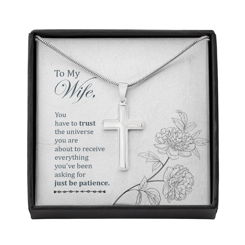 To My Wife You Have To Trust Cross Card Necklace w Stainless Steel Pendant-Express Your Love Gifts