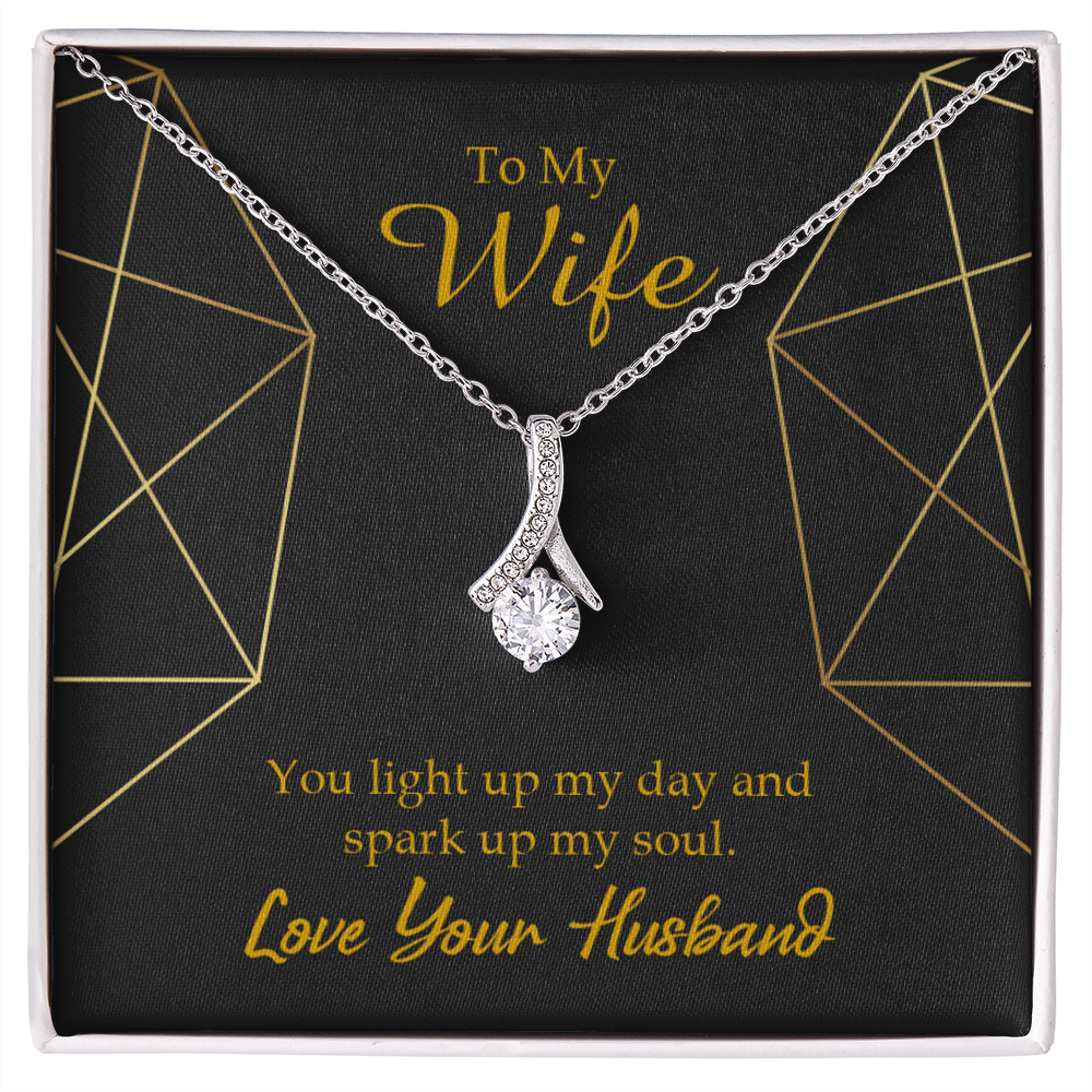 To My Wife You Light Up My Day Alluring Ribbon Necklace Message Card-Express Your Love Gifts