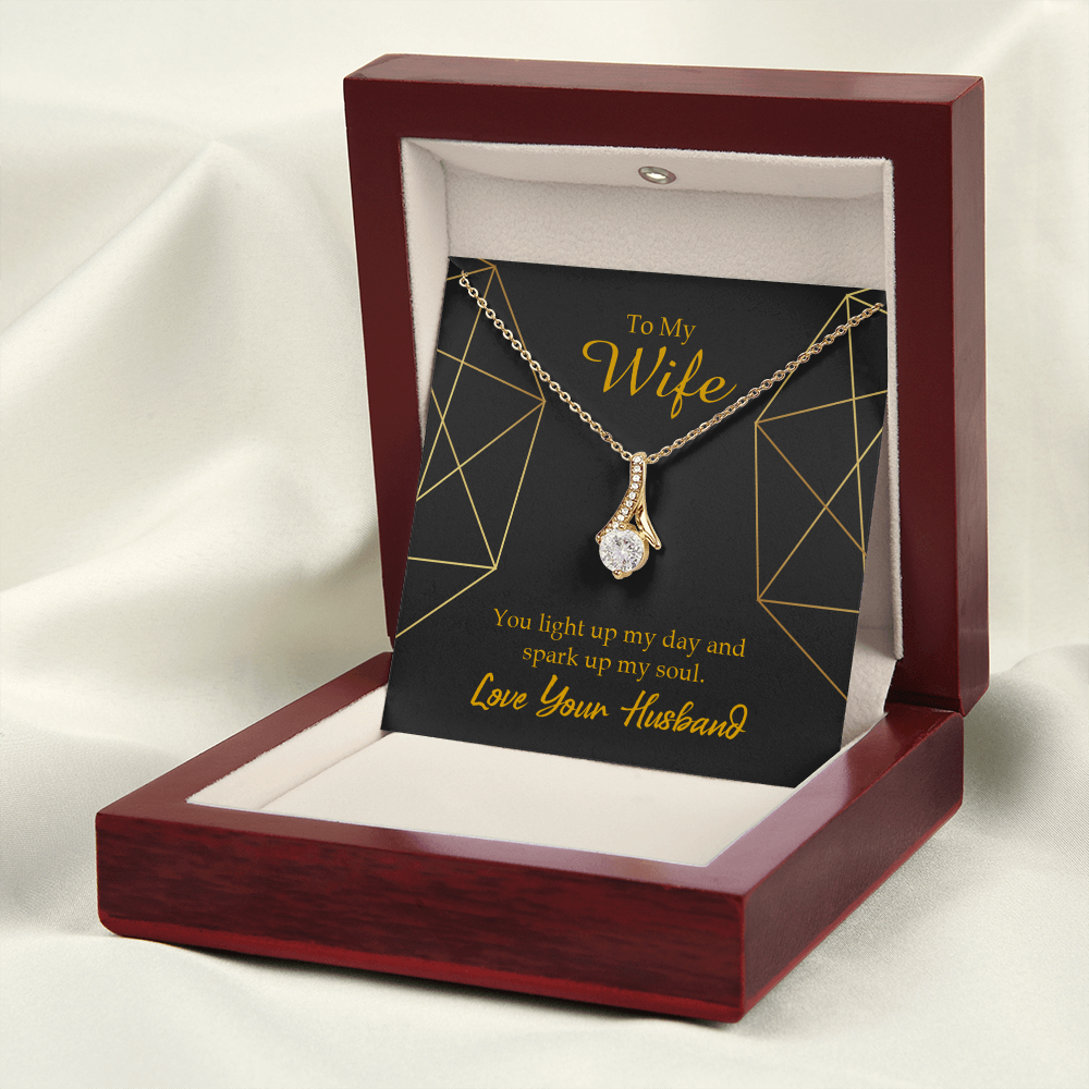 To My Wife You Light Up My Day Alluring Ribbon Necklace Message Card-Express Your Love Gifts