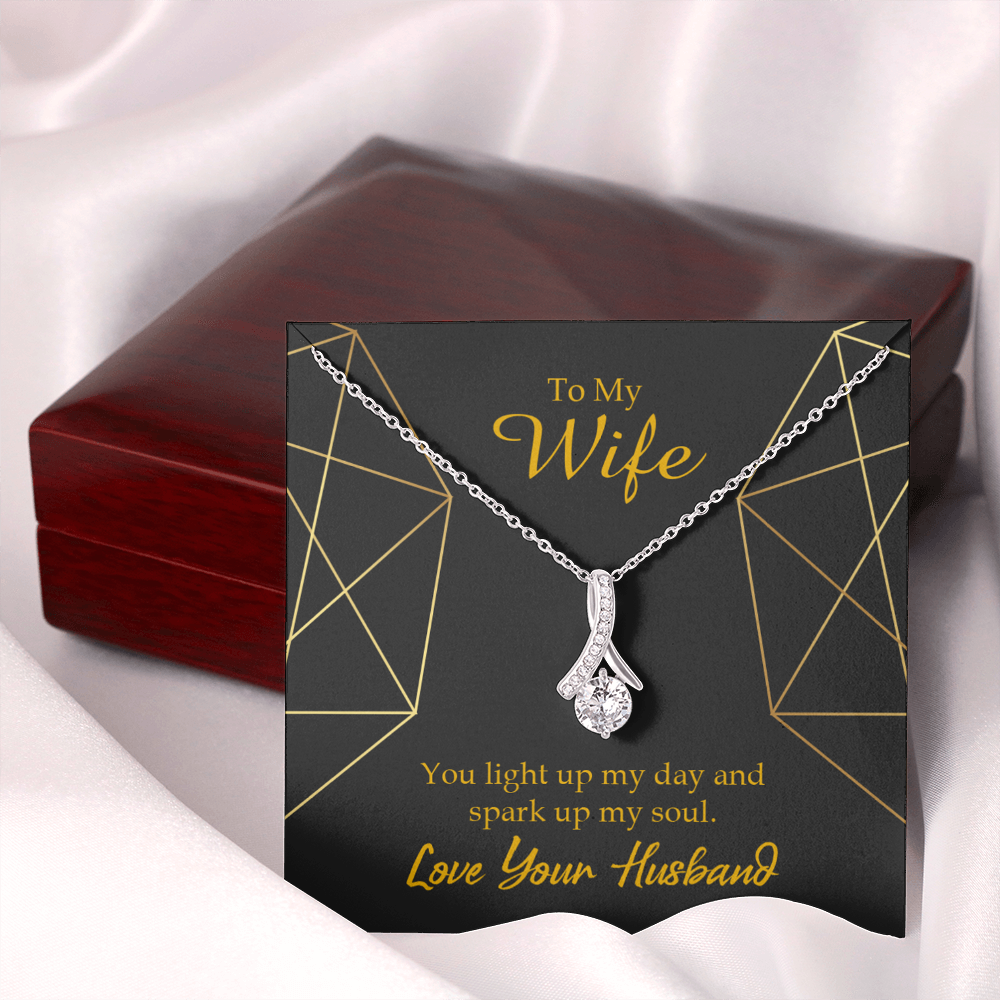 To My Wife You Light Up My Day Alluring Ribbon Necklace Message Card-Express Your Love Gifts