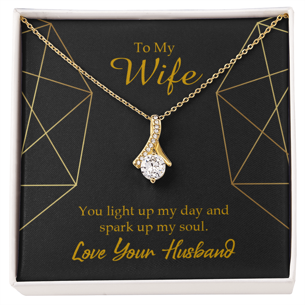 To My Wife You Light Up My Day Alluring Ribbon Necklace Message Card-Express Your Love Gifts