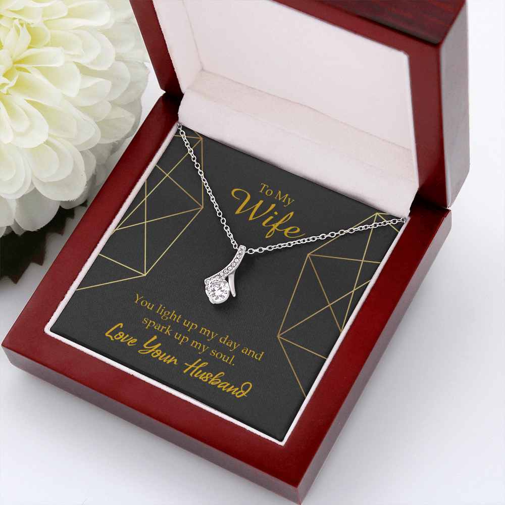 To My Wife You Light Up My Day Alluring Ribbon Necklace Message Card-Express Your Love Gifts