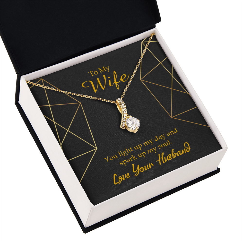 To My Wife You Light Up My Day Alluring Ribbon Necklace Message Card-Express Your Love Gifts