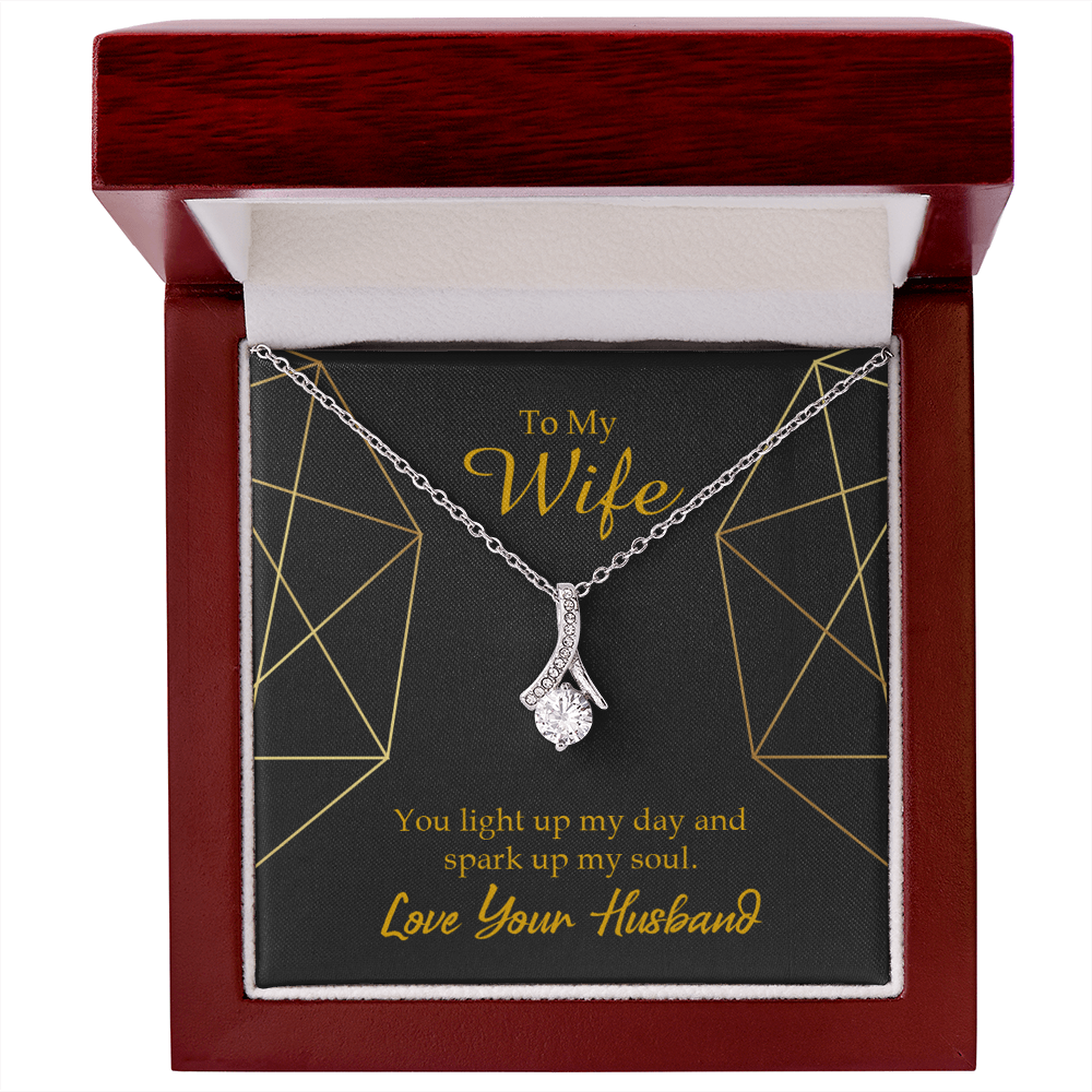 To My Wife You Light Up My Day Alluring Ribbon Necklace Message Card-Express Your Love Gifts