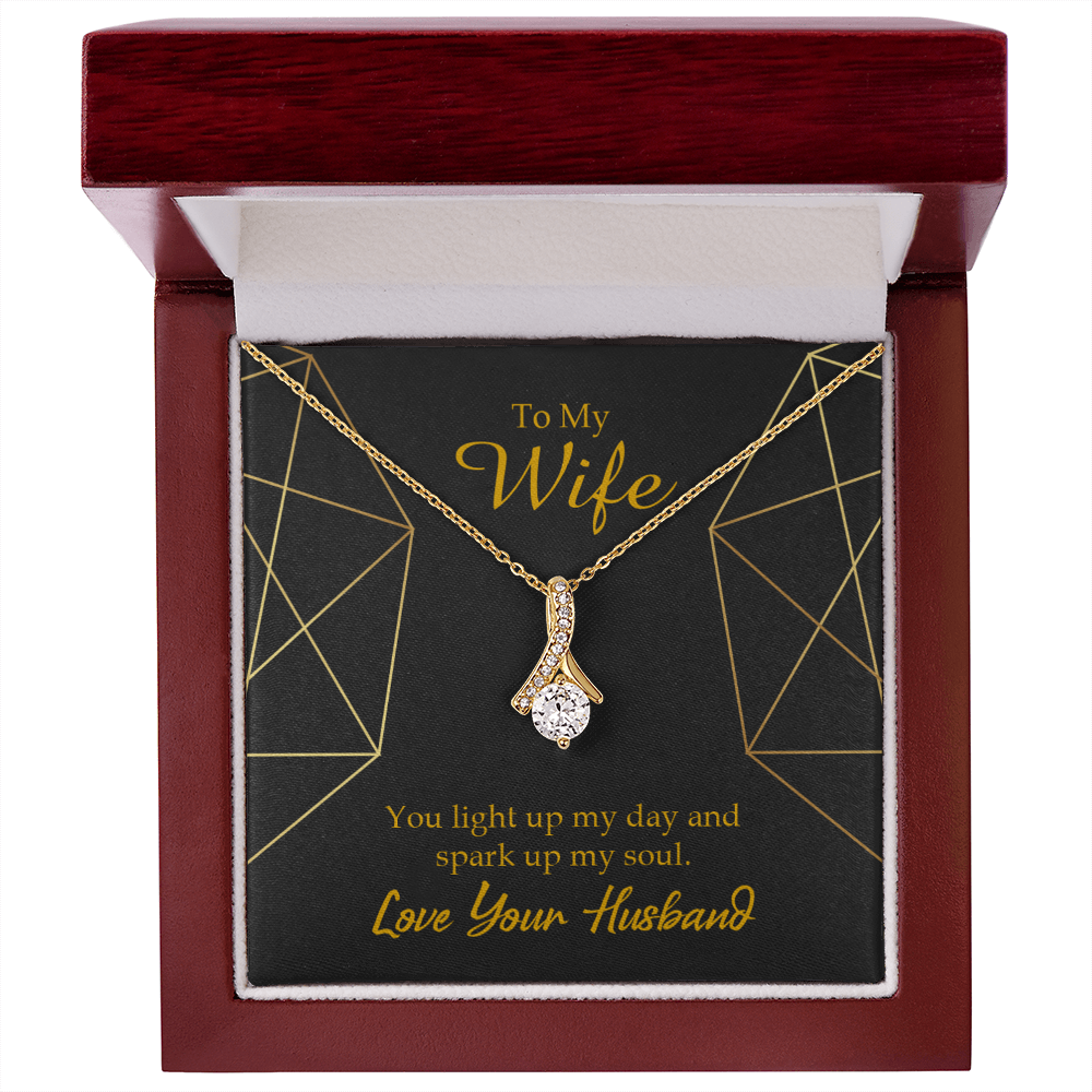 To My Wife You Light Up My Day Alluring Ribbon Necklace Message Card-Express Your Love Gifts