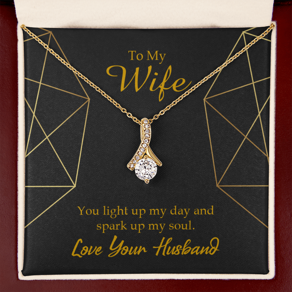 To My Wife You Light Up My Day Alluring Ribbon Necklace Message Card-Express Your Love Gifts