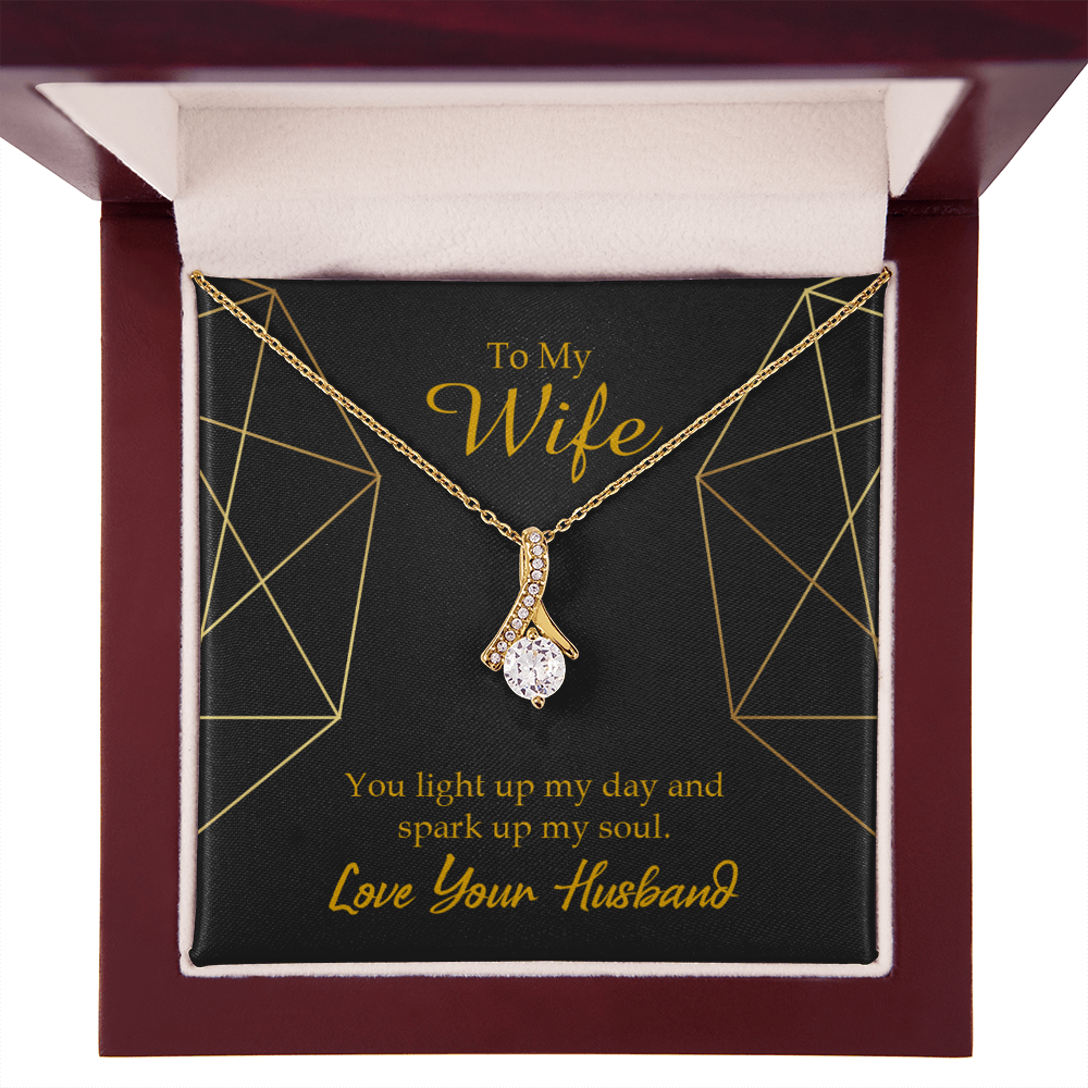 To My Wife You Light Up My Day Alluring Ribbon Necklace Message Card-Express Your Love Gifts