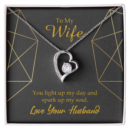 To My Wife You Light Up My Day Forever Necklace w Message Card-Express Your Love Gifts