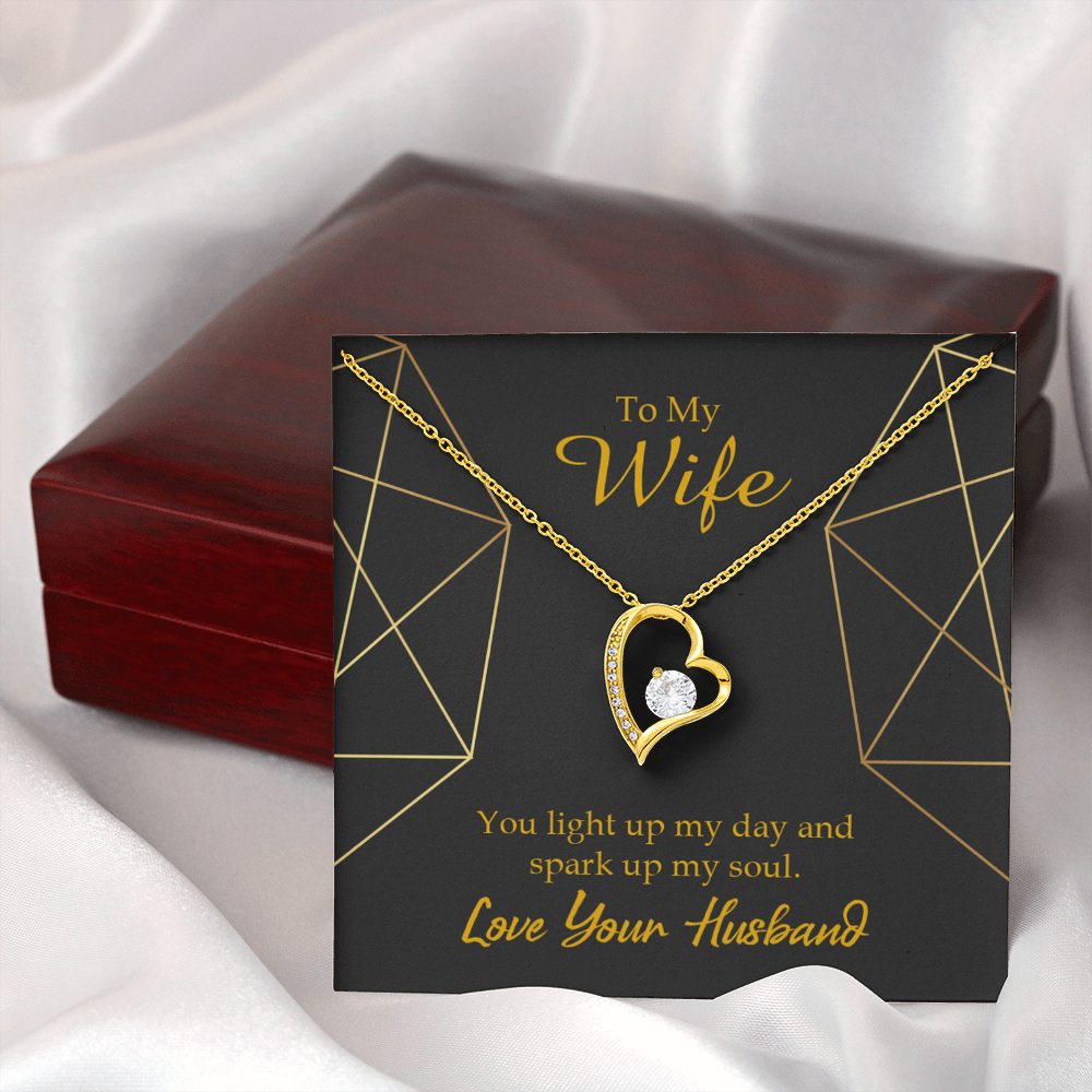 To My Wife You Light Up My Day Forever Necklace w Message Card-Express Your Love Gifts