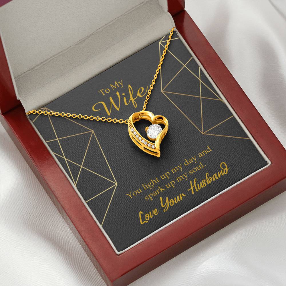 To My Wife You Light Up My Day Forever Necklace w Message Card-Express Your Love Gifts