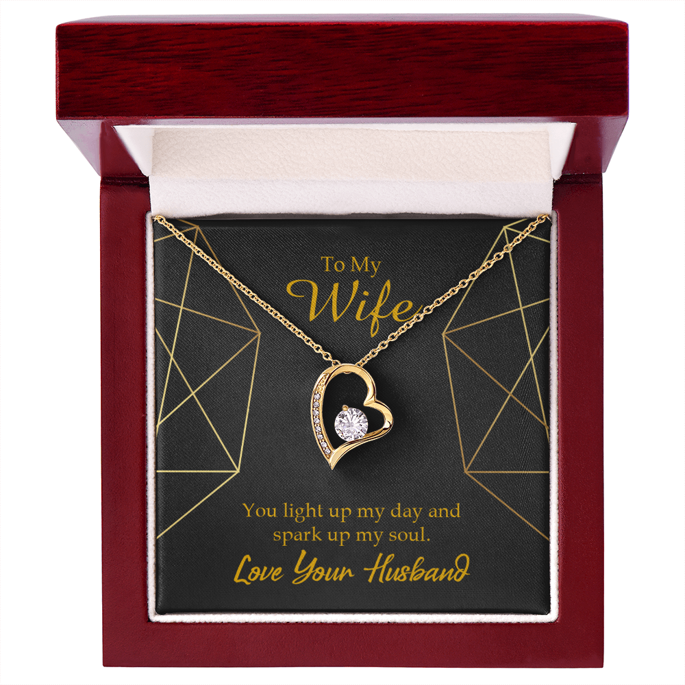 To My Wife You Light Up My Day Forever Necklace w Message Card-Express Your Love Gifts