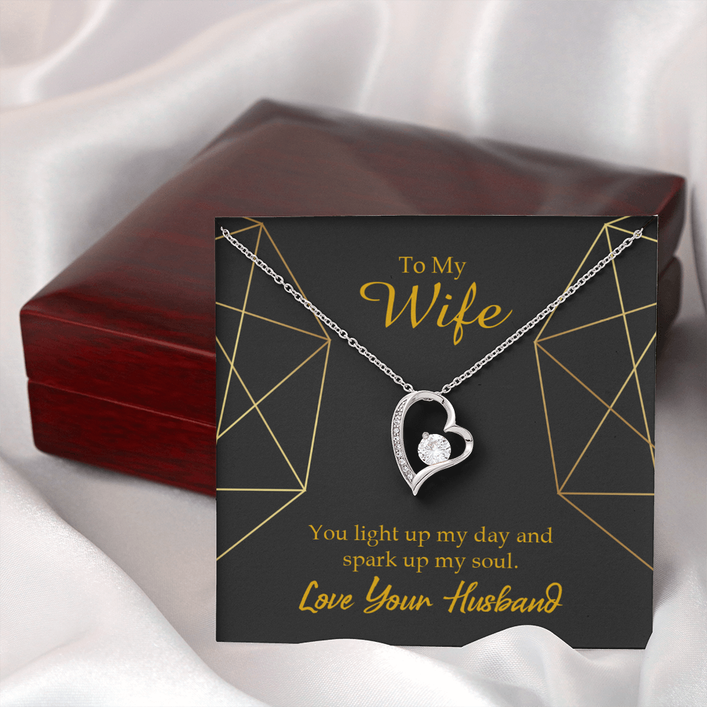 To My Wife You Light Up My Day Forever Necklace w Message Card-Express Your Love Gifts