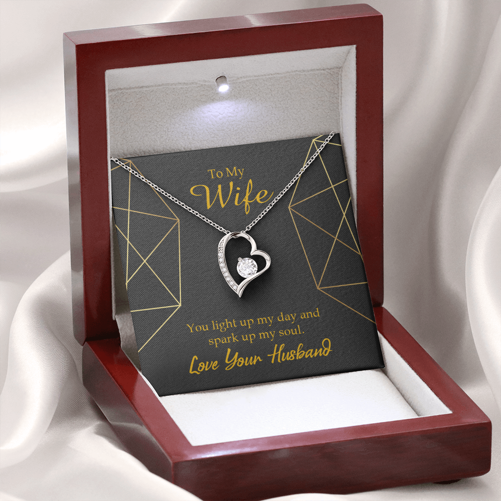 To My Wife You Light Up My Day Forever Necklace w Message Card-Express Your Love Gifts