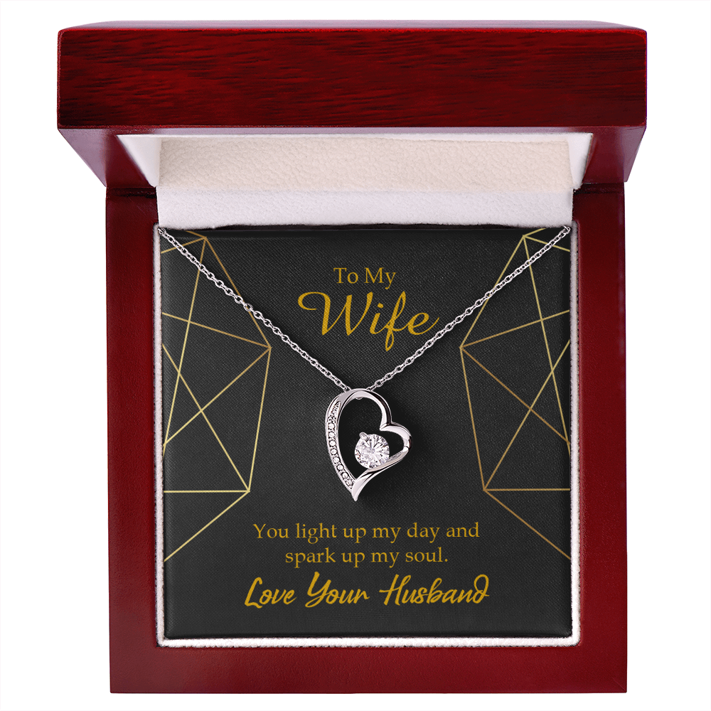 To My Wife You Light Up My Day Forever Necklace w Message Card-Express Your Love Gifts