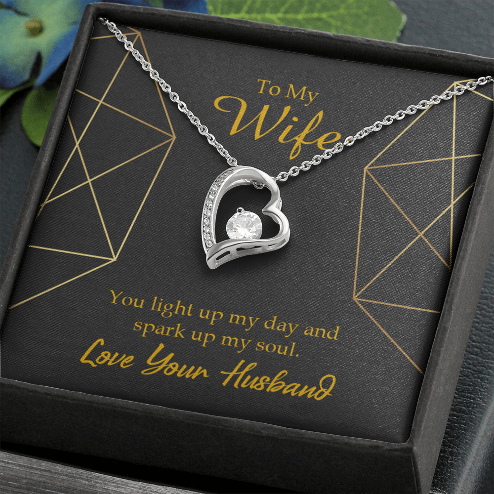 To My Wife You Light Up My Day Forever Necklace w Message Card-Express Your Love Gifts