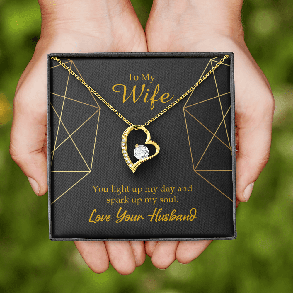 To My Wife You Light Up My Day Forever Necklace w Message Card-Express Your Love Gifts