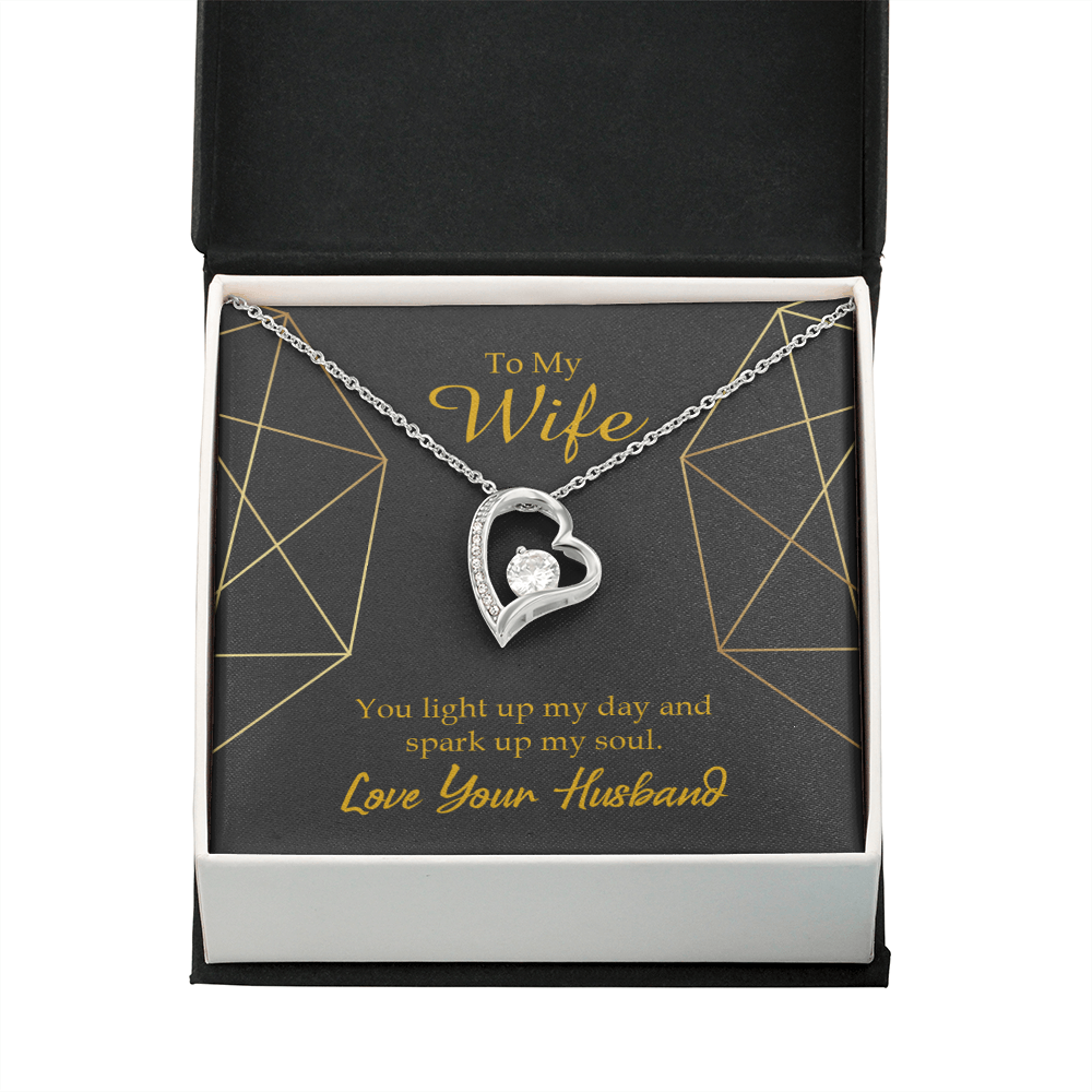 To My Wife You Light Up My Day Forever Necklace w Message Card-Express Your Love Gifts