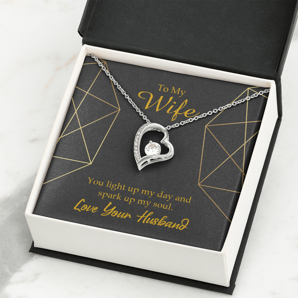 To My Wife You Light Up My Day Forever Necklace w Message Card-Express Your Love Gifts