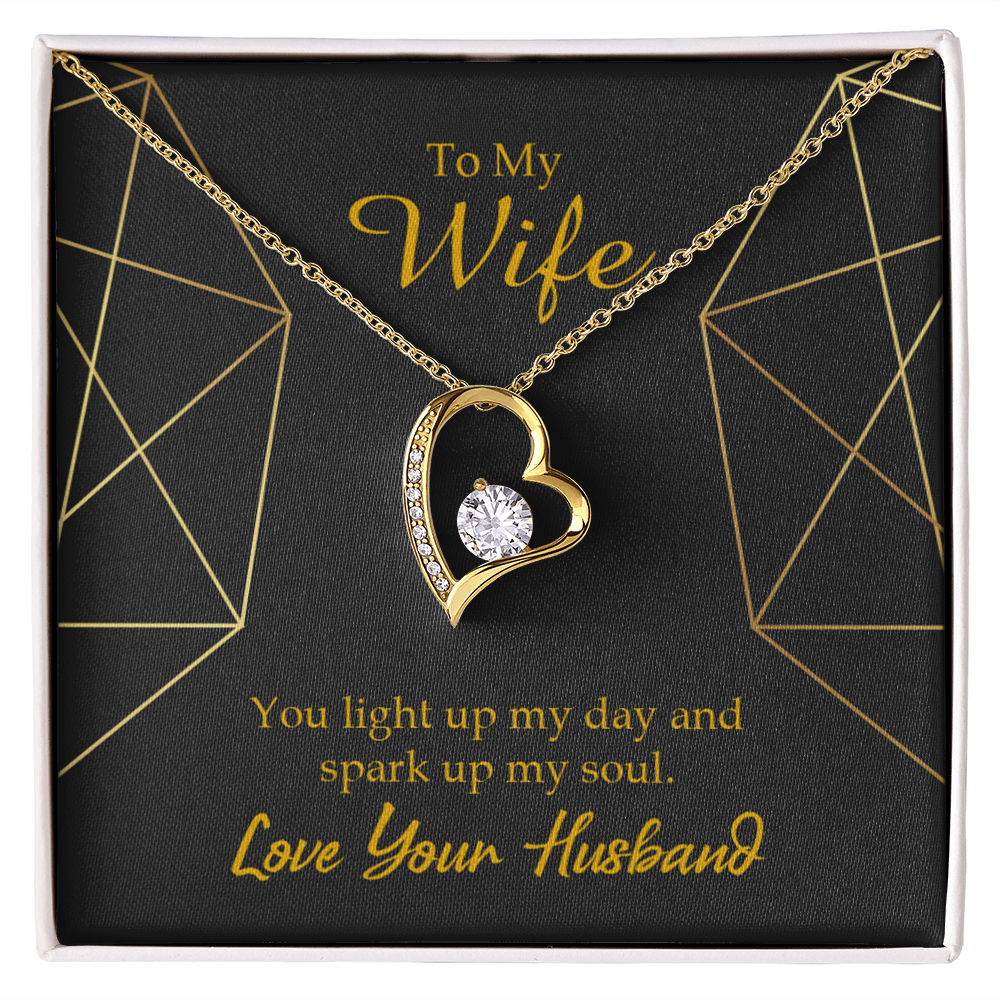 To My Wife You Light Up My Day Forever Necklace w Message Card-Express Your Love Gifts