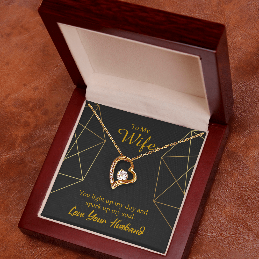 To My Wife You Light Up My Day Forever Necklace w Message Card-Express Your Love Gifts